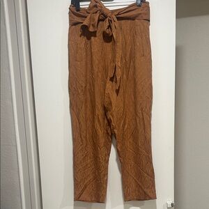 Anthropologie Brown High-Waisted Tie Pants